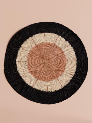 Ethnic round placemat terracotta sun