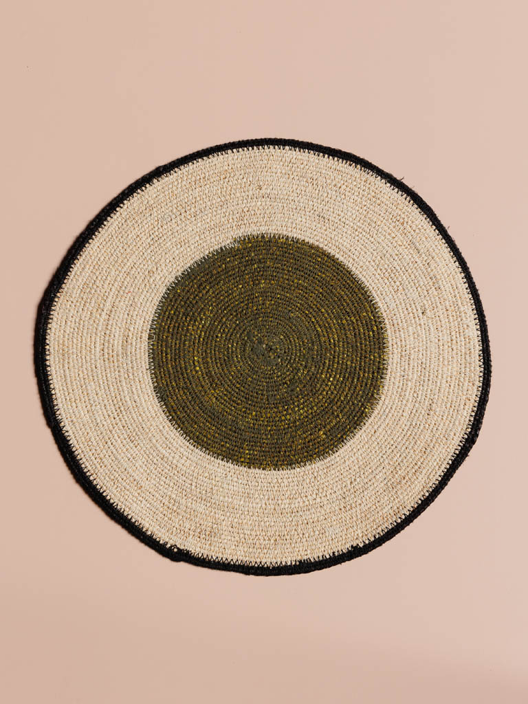 Ethnic round placemat olive center - 1
