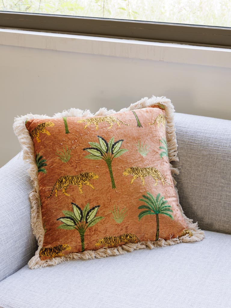 Cushion with fringes Tiger Safron - 1