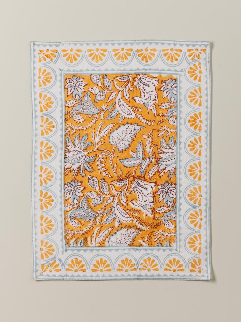 S/4 sets de table blockprint fleuri - 9