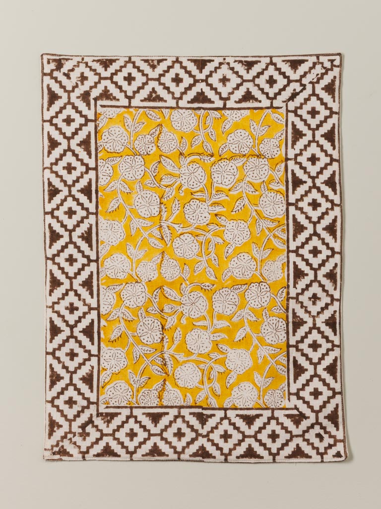 S/4 sets de table blockprint fleuri - 8