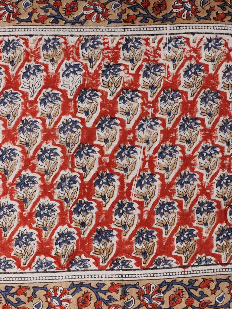Flowery blockprint cushion sumak - 4
