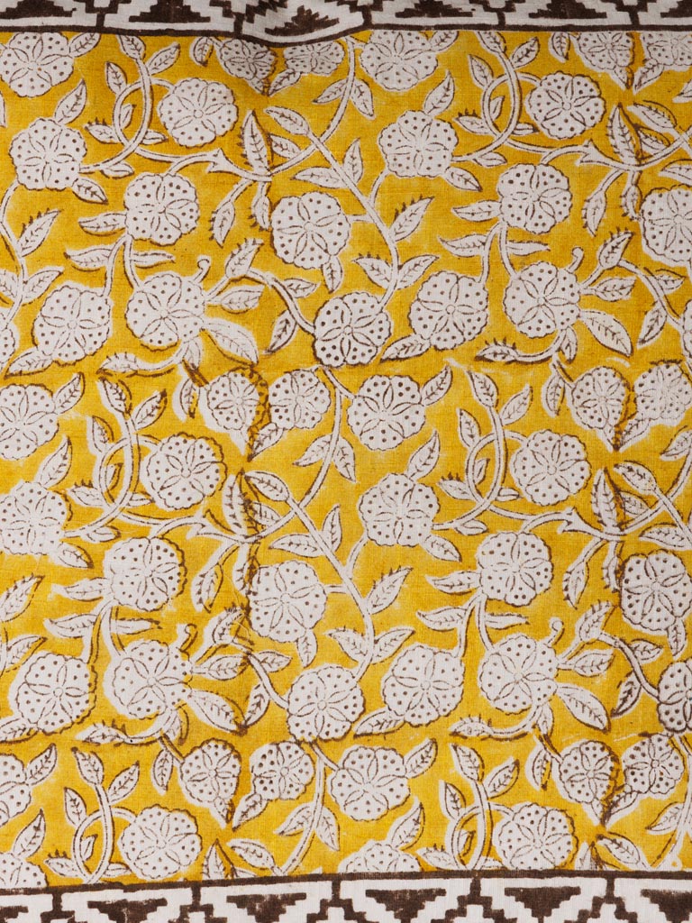 Flowery blockprint cushion cumin - 4