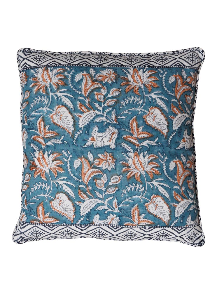 Flowery blockprint cushion pavot - 2