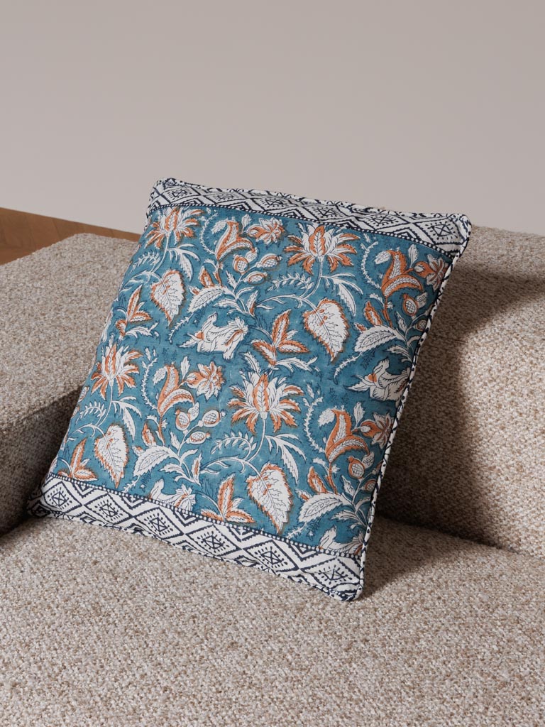 Flowery blockprint cushion pavot - 3