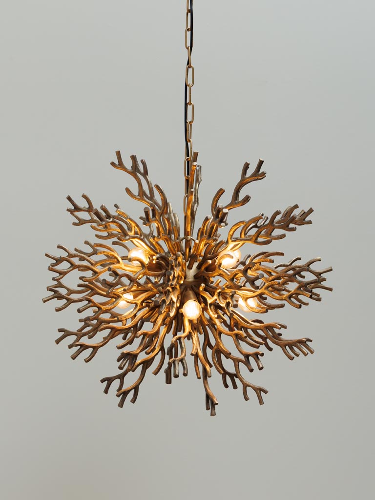 Hanging lamp antique gold Coralia - 1