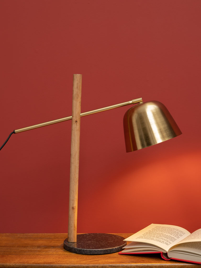 LAMPE de bureau bois et laiton - 3