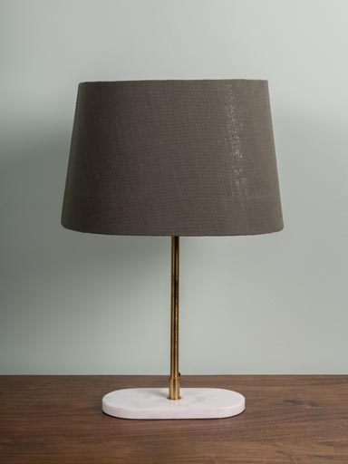 Lamp with marble base and kaki shade