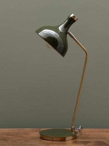 Lampe de bureau verte et dorée Olive