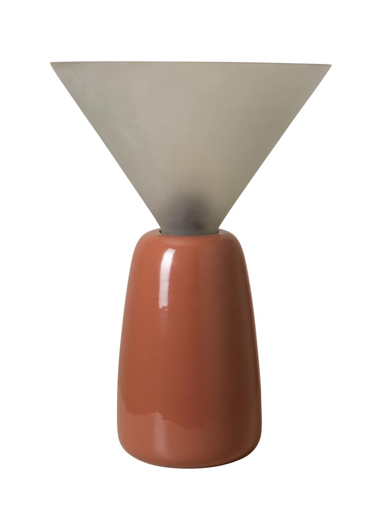 Terracotta table lamp with glass cone Cornett - 2