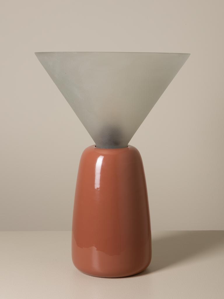 Terracotta table lamp with glass cone Cornett - 1