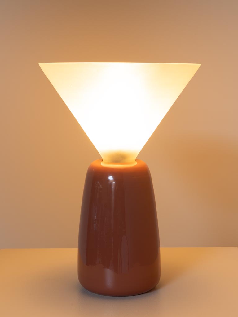Terracotta table lamp with glass cone Cornett - 3