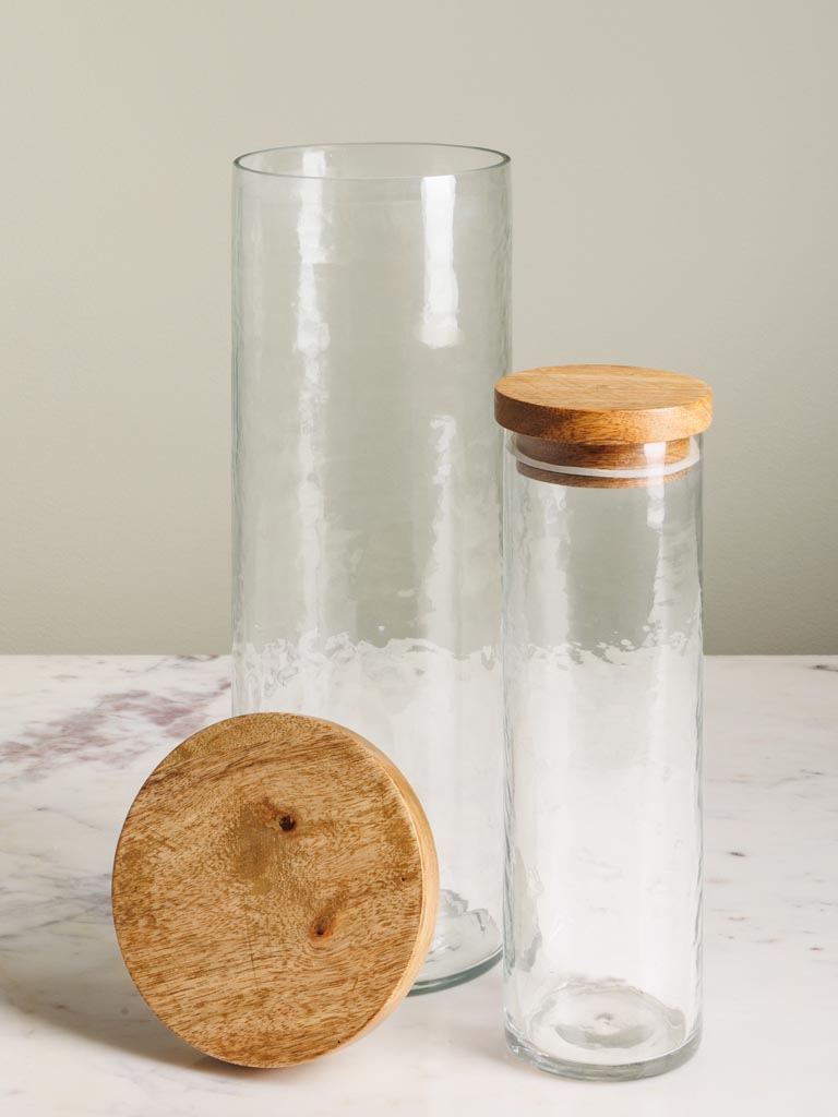 Airtight cylinder jar hammered glass - 6
