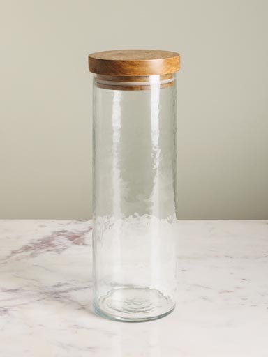 Airtight cylinder jar hammered glass
