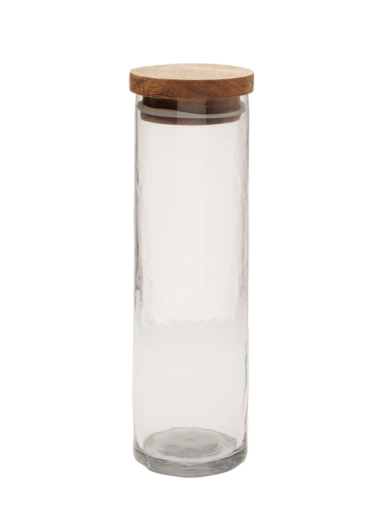 Small airtight cylinder jar hammered glass - 3