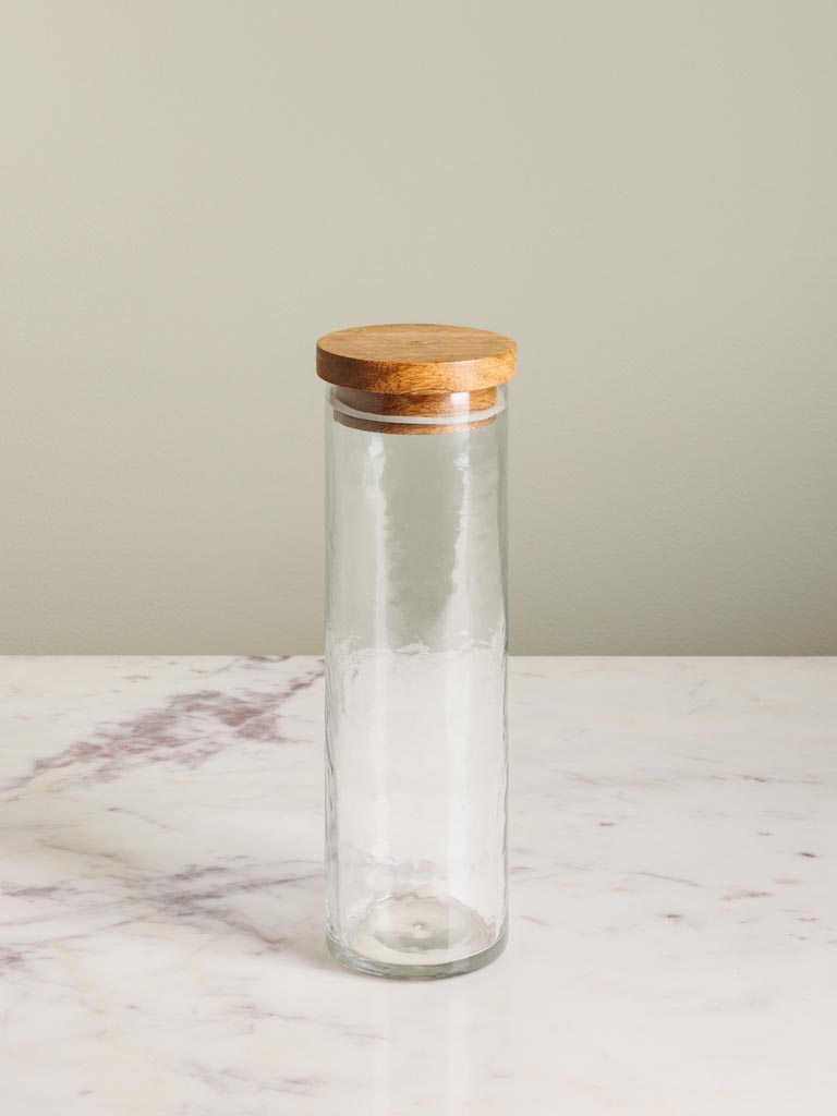 Small airtight cylinder jar hammered glass - 1