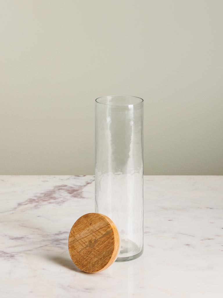 Small airtight cylinder jar hammered glass - 6