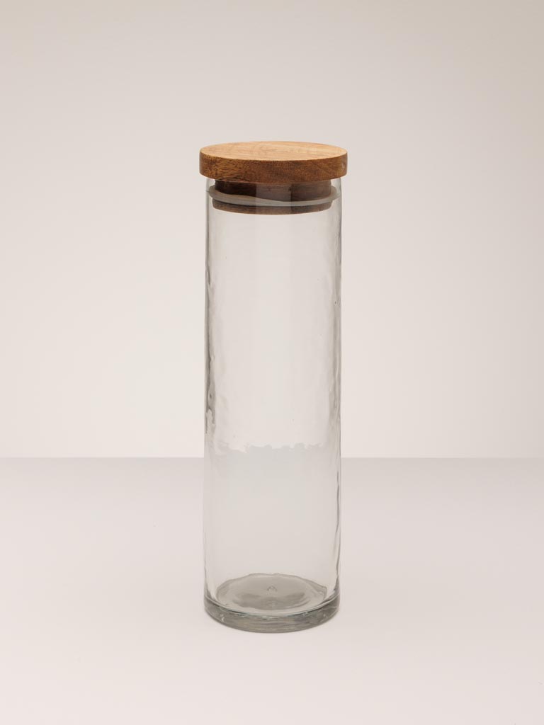 Small airtight cylinder jar hammered glass - 5