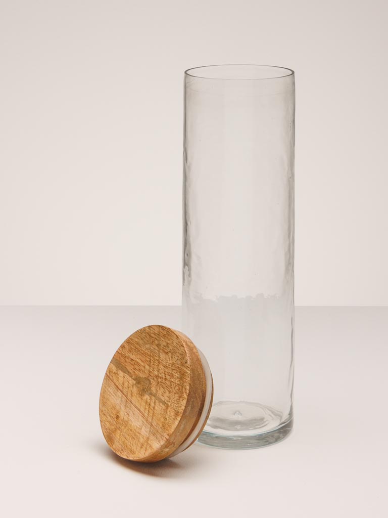 Small airtight cylinder jar hammered glass - 7