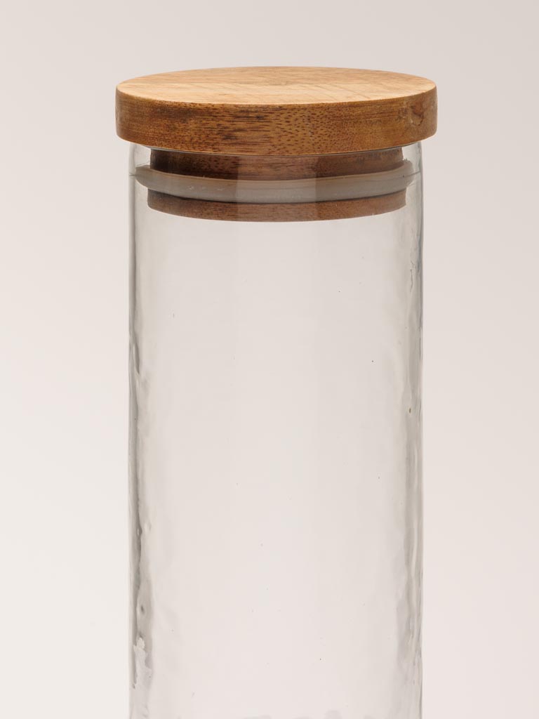 Small airtight cylinder jar hammered glass - 2