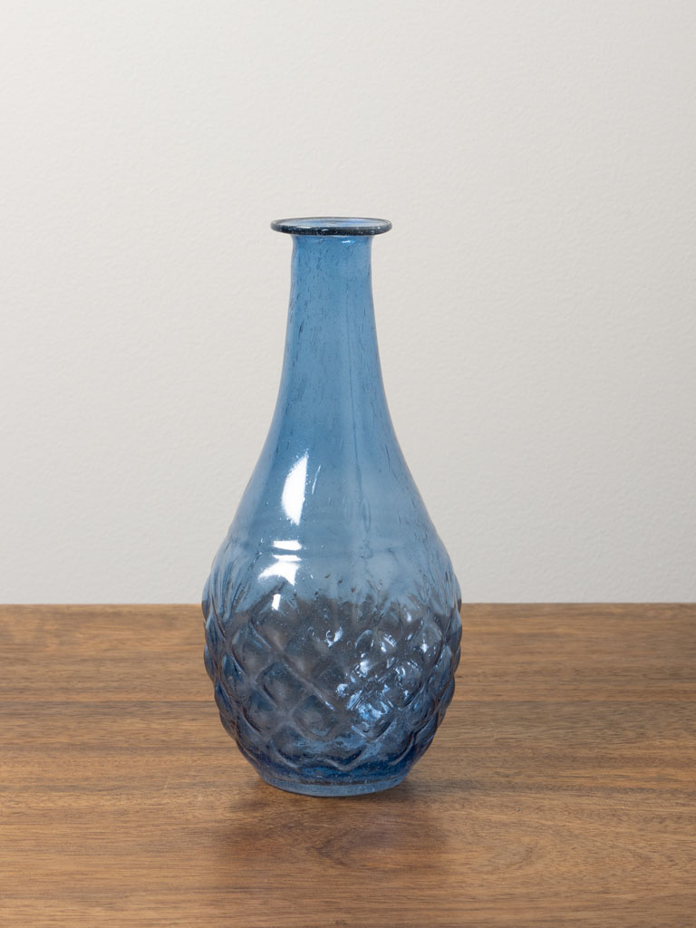 Vase verre recyclé bleu - 1