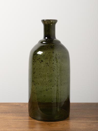 Grande bouteille verre bullé vert