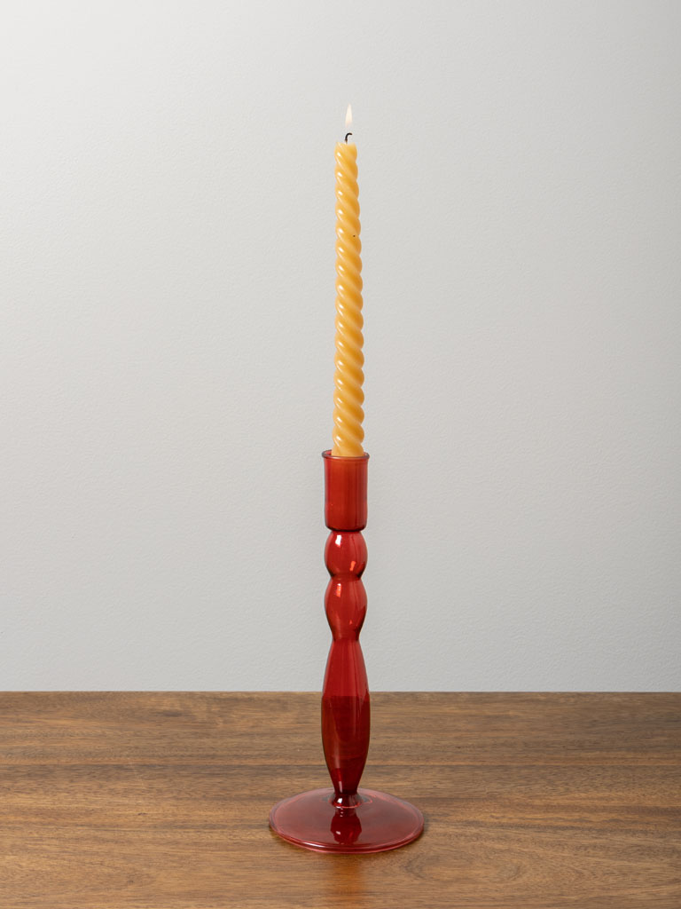 Dark pink candlestick Ondoa borosilicate - 1
