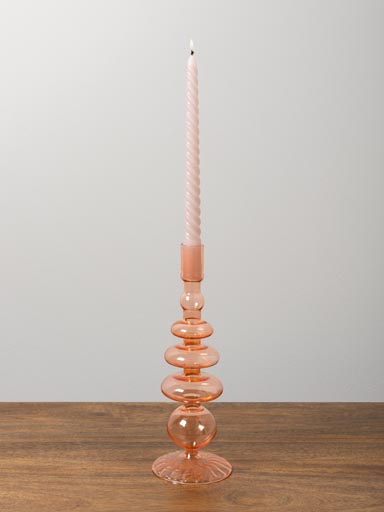 Light pink candlestick Ondoa borosilicate