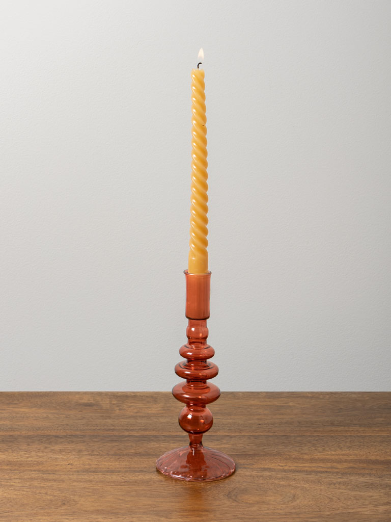 Dark pink candlestick Ondoa borosilicate - 1