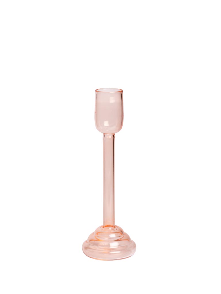Small light pink candlestick Ondoa borosilicate - 2