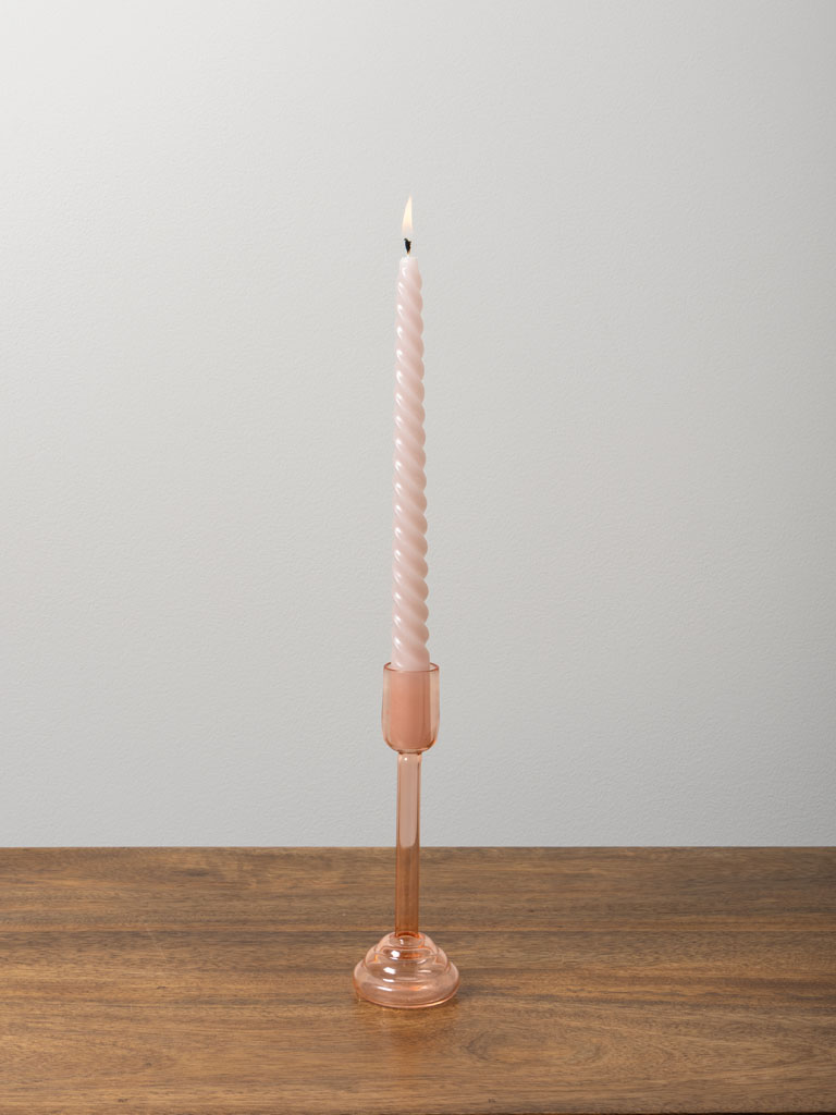 Small light pink candlestick Ondoa borosilicate - 1