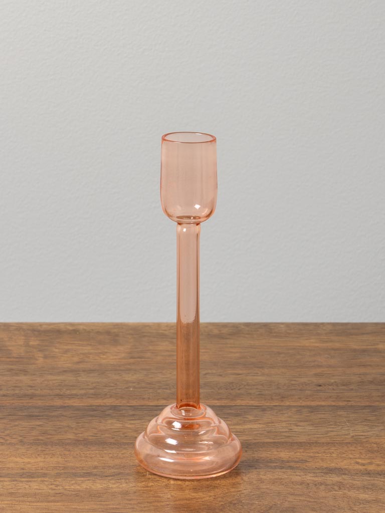 Small light pink candlestick Ondoa borosilicate - 3