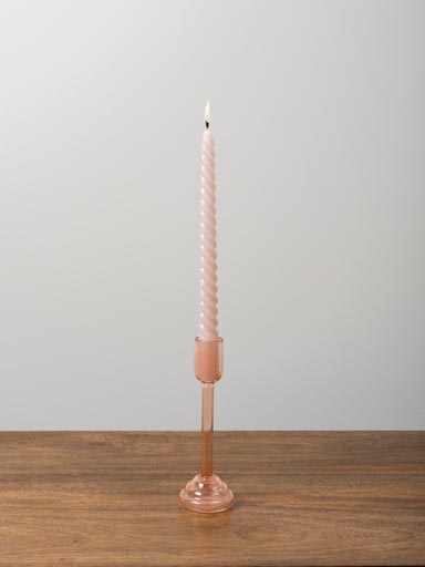 Small light pink candlestick Ondoa borosilicate