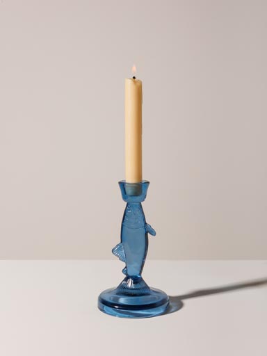 Fish candlestick blue