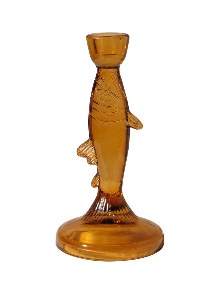Large fish candlestick amber - 2