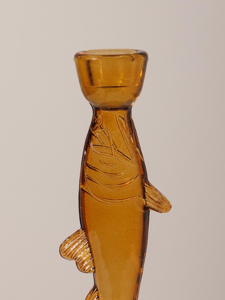 Large fish candlestick amber - 4