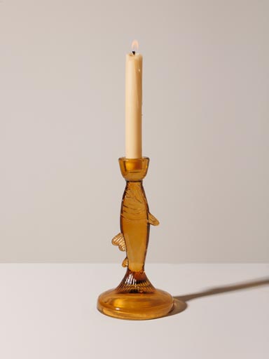 Large fish candlestick amber