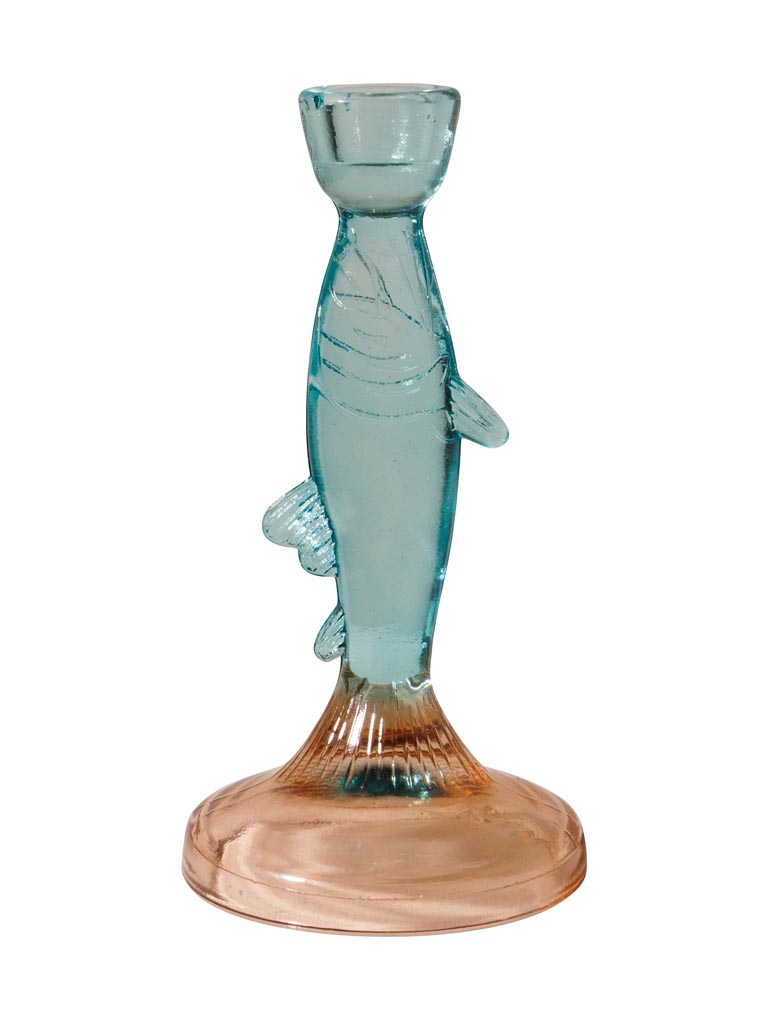 Large fish candlestick pink & blue - 2