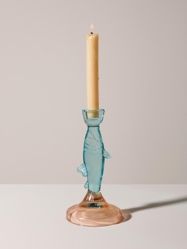 Large fish candlestick pink & blue - 1