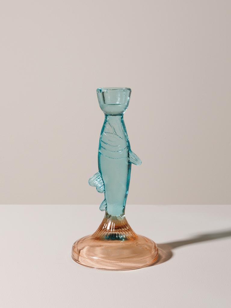Large fish candlestick pink & blue - 3