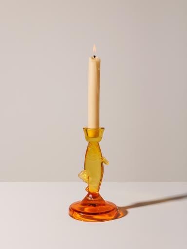 Fish candlestick yellow & orange