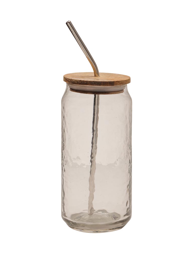 Verre martelé avec couvercle, paille et goupillon - 3
