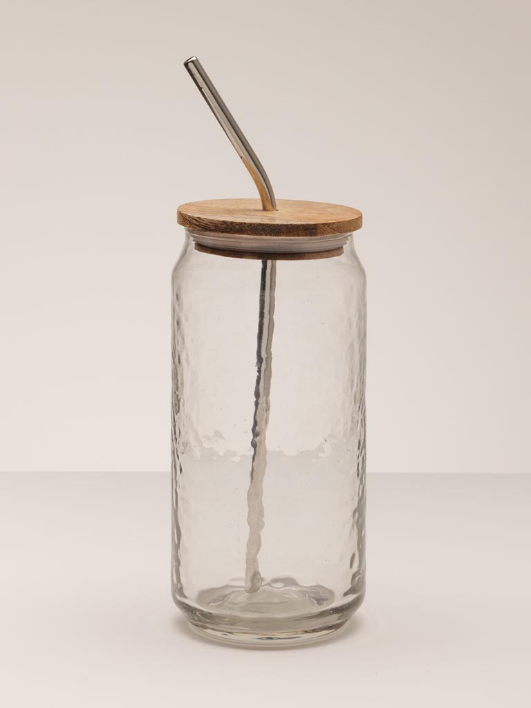 Verre martelé avec couvercle, paille et goupillon - 5