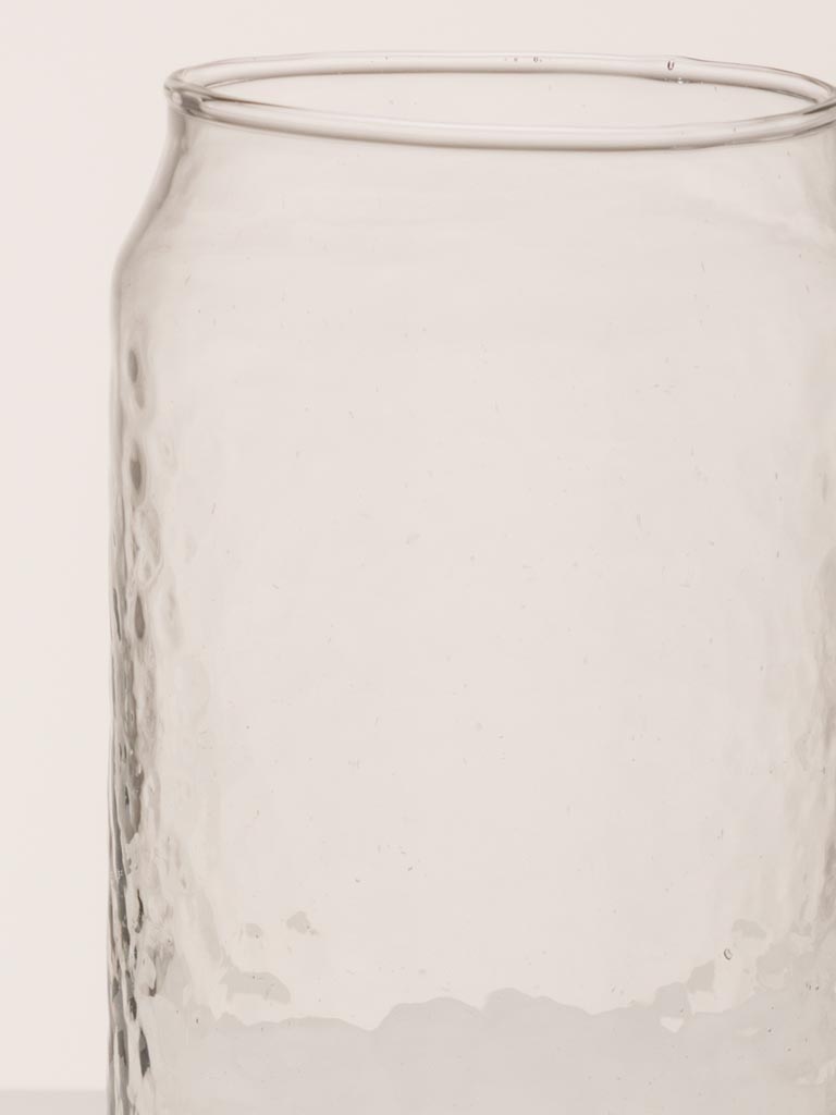 Verre martelé avec couvercle, paille et goupillon - 2