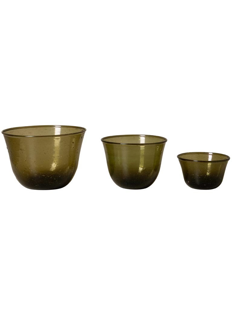 S/3 green bowls in recycled glass - 2