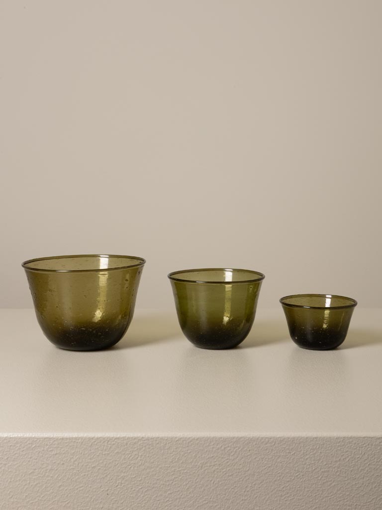 S/3 green bowls in recycled glass - 3
