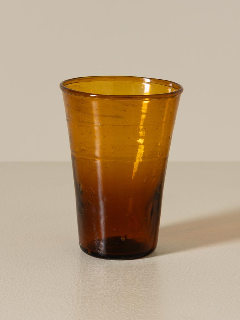 S/4 gobelets fins verre ambré - 1