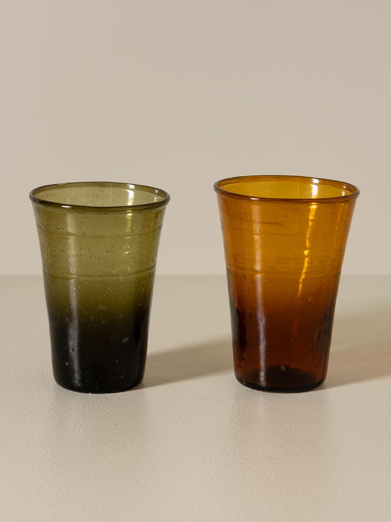 S/4 gobelets fins verre ambré - 4
