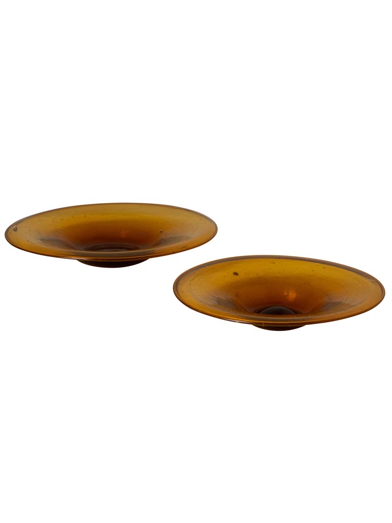 S/2 small deep plates in thin recycled amber glass - 2