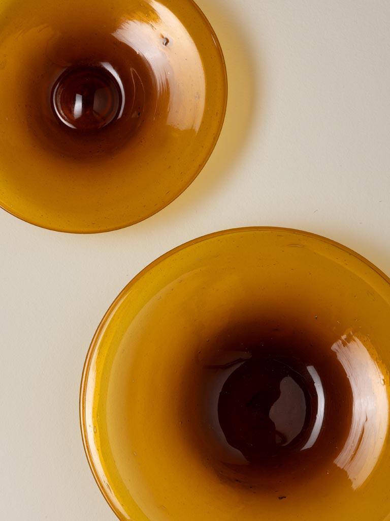S/2 small deep plates in thin recycled amber glass - 4